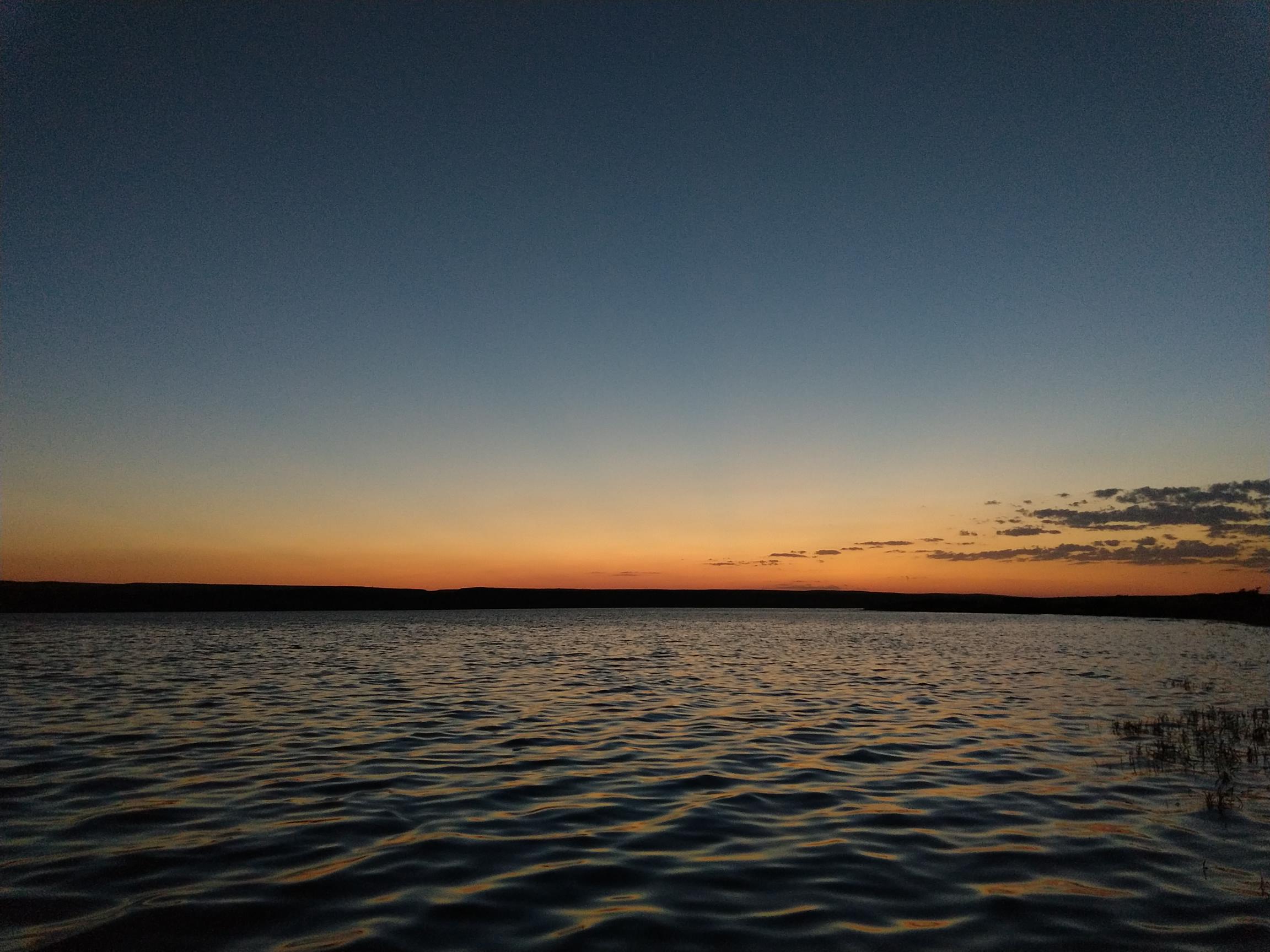 Lake Diefenbaker, shortly after sunset.