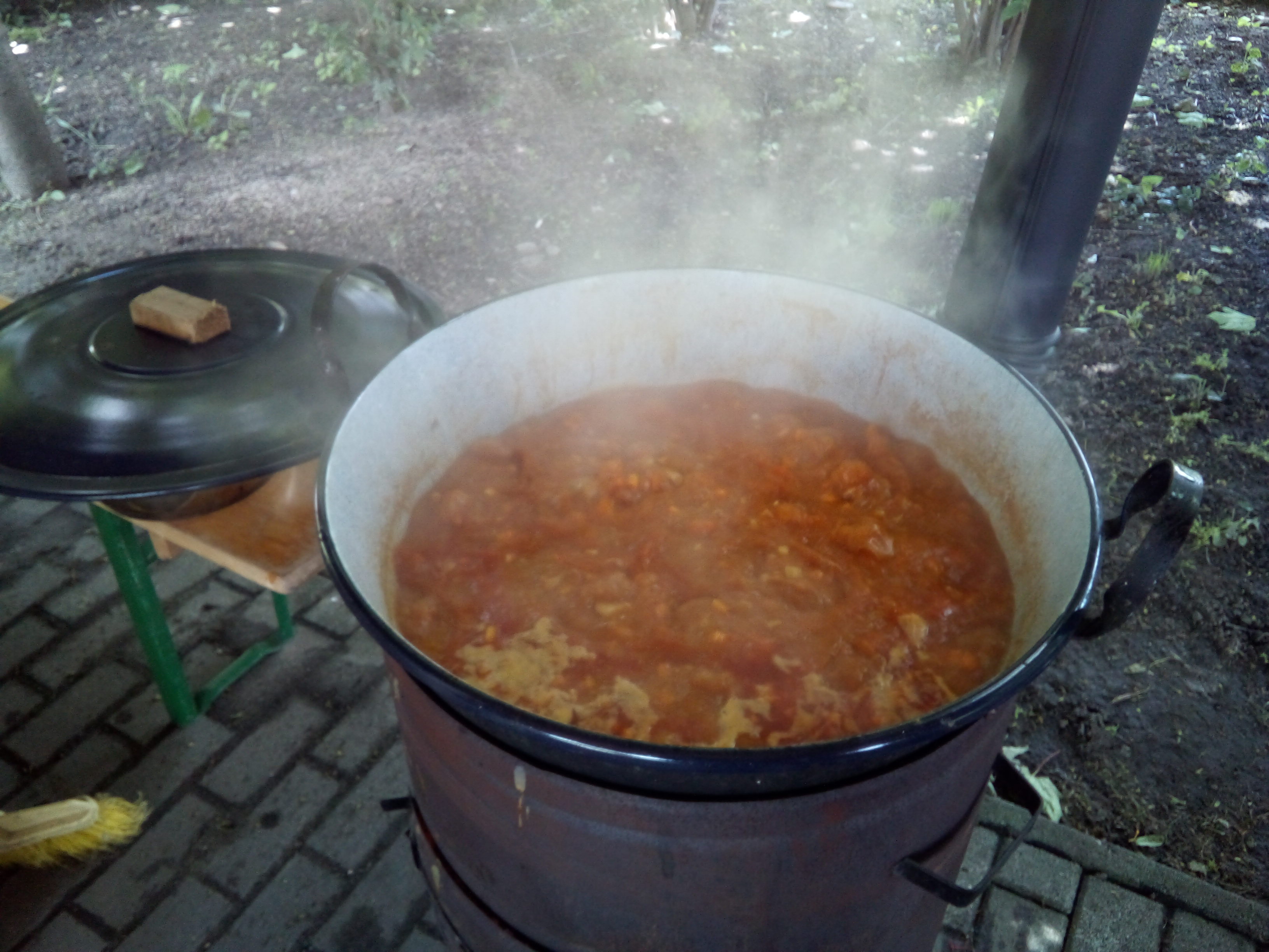 Goulash, cooking in a big kettle